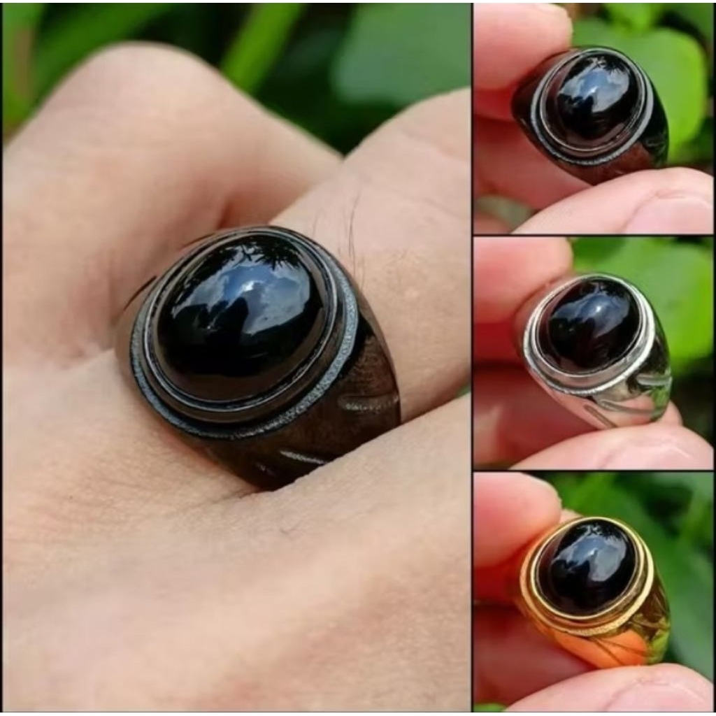 Cincin Batu Kecubung Wulung Serat Rambut Senter Batu Ungu Ring Minumalis