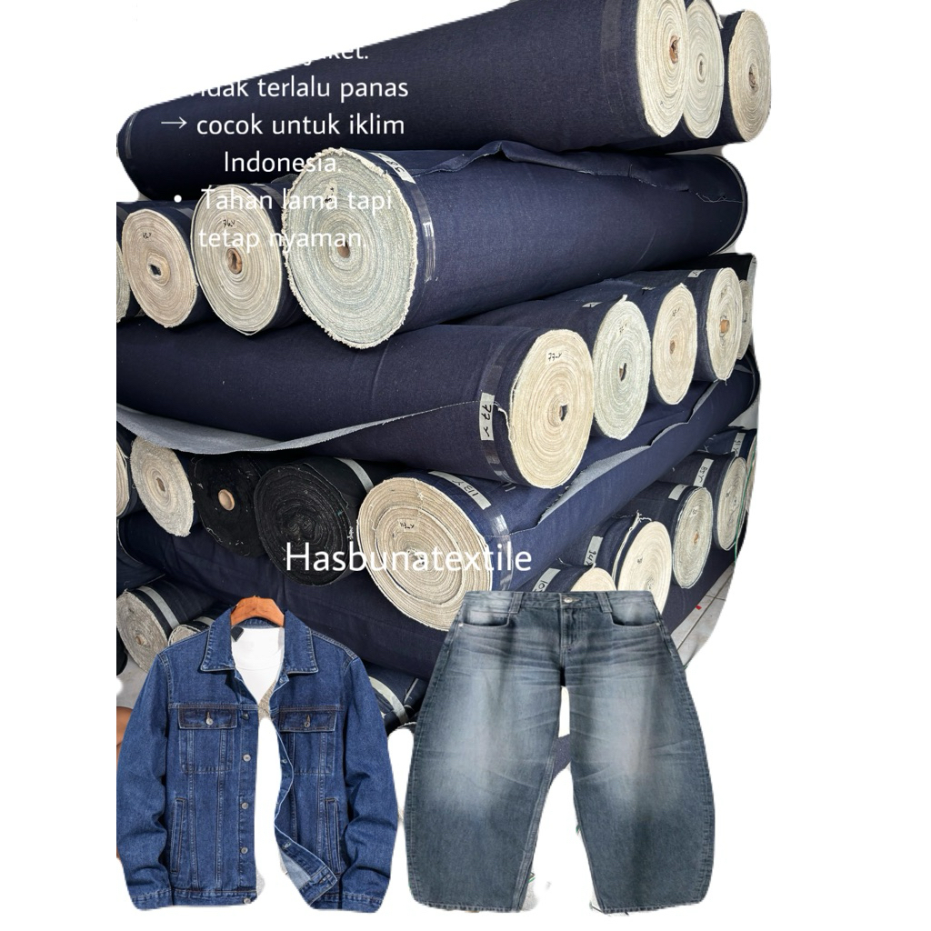 kain denim 12 ons 11 ons meteran