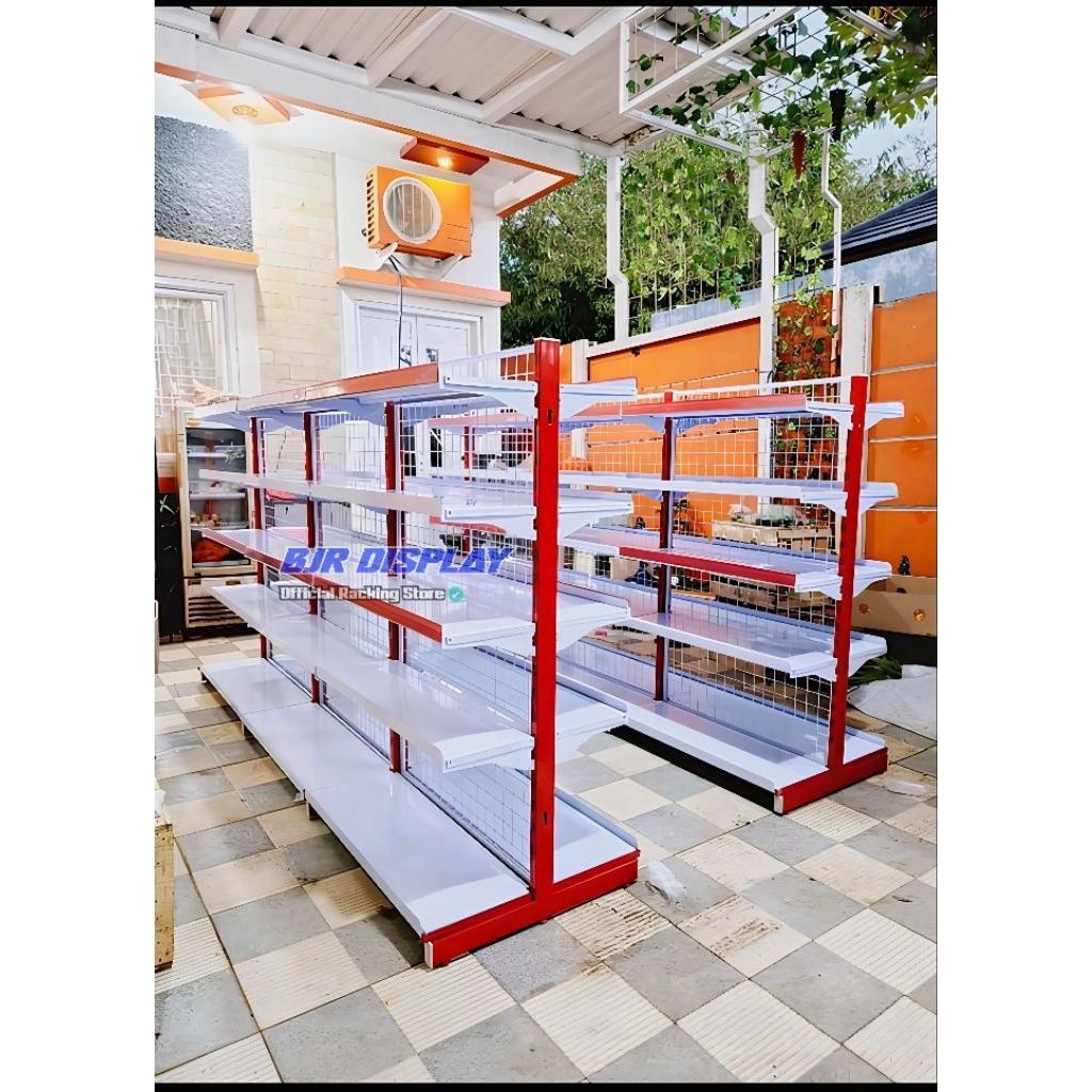 rak gondola minimarket tinggi 150cm 5susun
