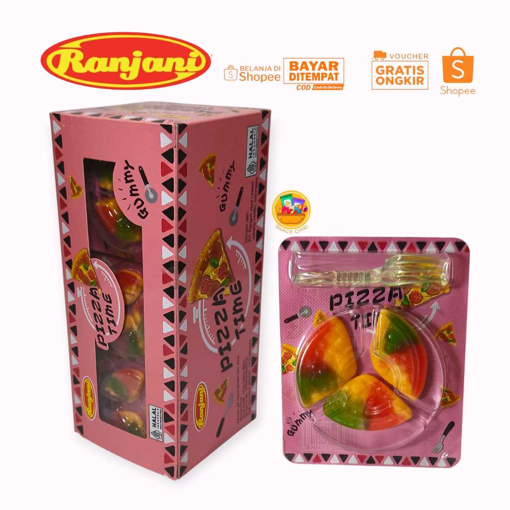 

RANJANI PIZZA TIME PERMEN JELI RASA STOBERRY dan JERUK 1 BOX 24 PCS