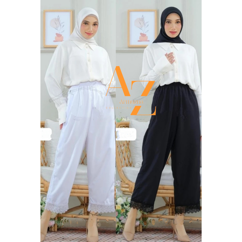 Celana Umroh Haji Wanita Celana Dalaman Gamis Bahan Katun Premium Renda Mewah