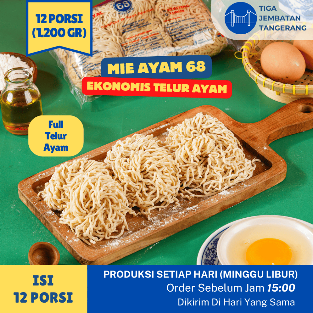 

Mie Ayam Telur Ayam 68 - 12 Porsi Ekonomis Bakmie Mie Ayam Mentah Mi Ayam Ramen Bakmi Mie Basah Gacoan Yamin Mie Bangka Mie Keriting Bakmie Keriting Homemade mie keriting siantar halal