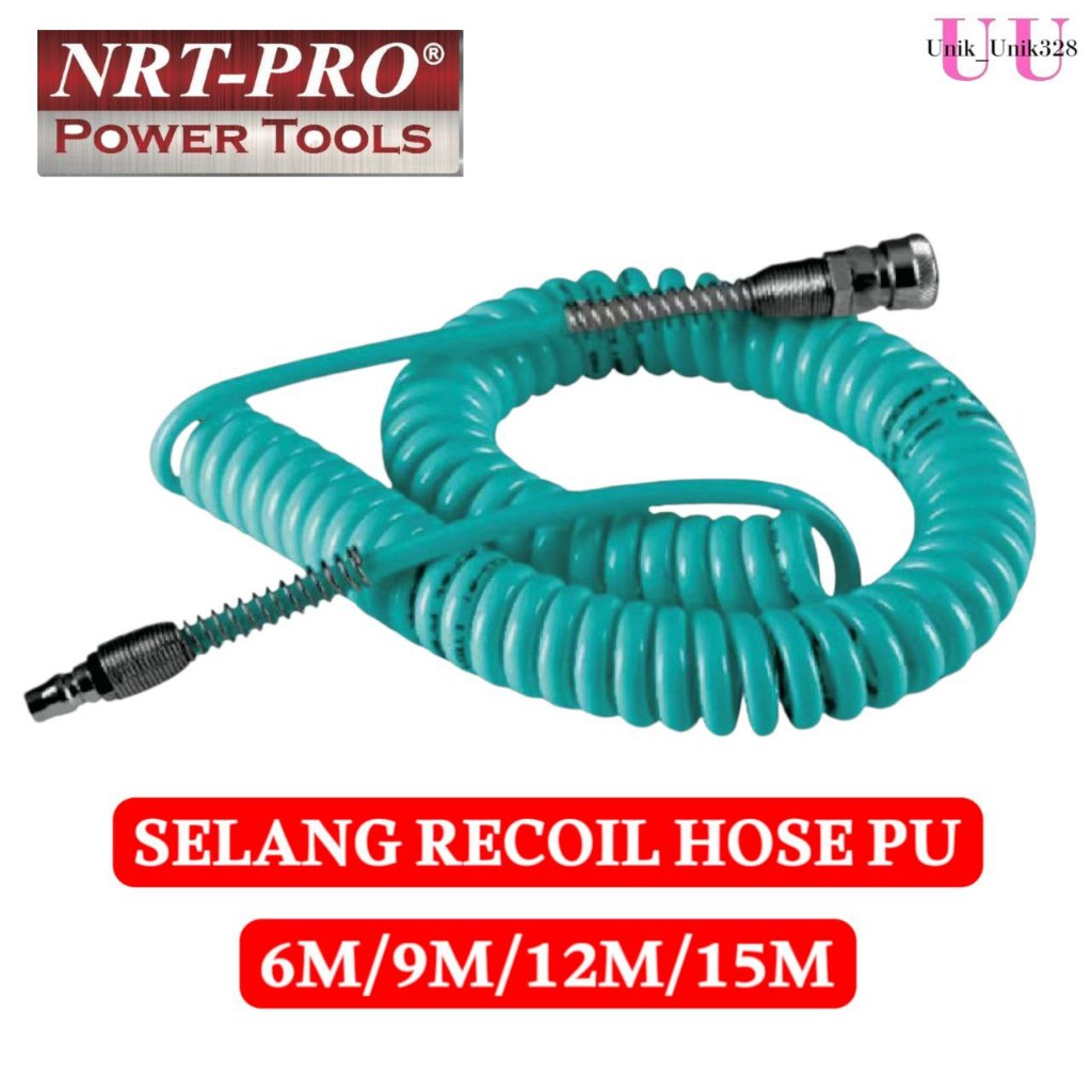 Selang Recoil Hose PU NRT-PRO Selang Kompresor Angin Spiral Tahan Tekanan Tinggi Lentur Hemat Tempat