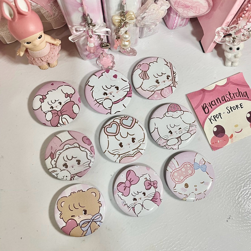 Pin Pink Mikko Cammy Bross Aesthetic Badge Pink estetik Buttons Button