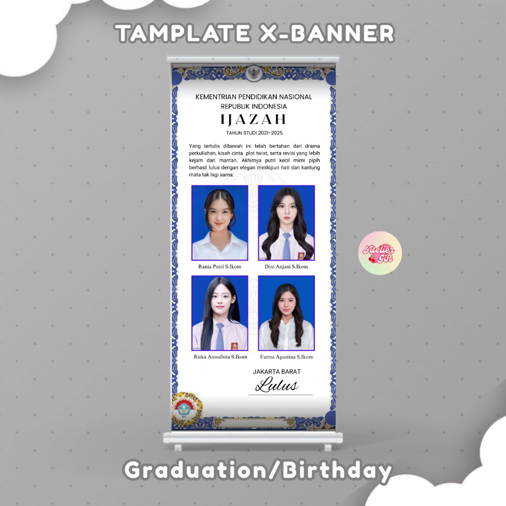 Template X Banner Wisuda Estetik | Desain Editable