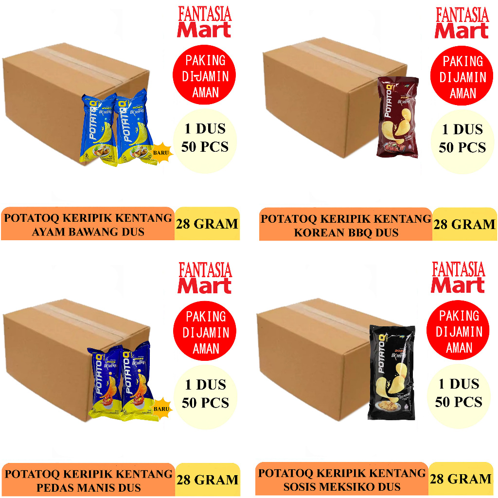 

POTATO Q ANEKA SNACK CEMILAN MAKANAN RINGAN DUS ISI 50 BUNGKUS FANTASIA DENGAN PAKING AMAN