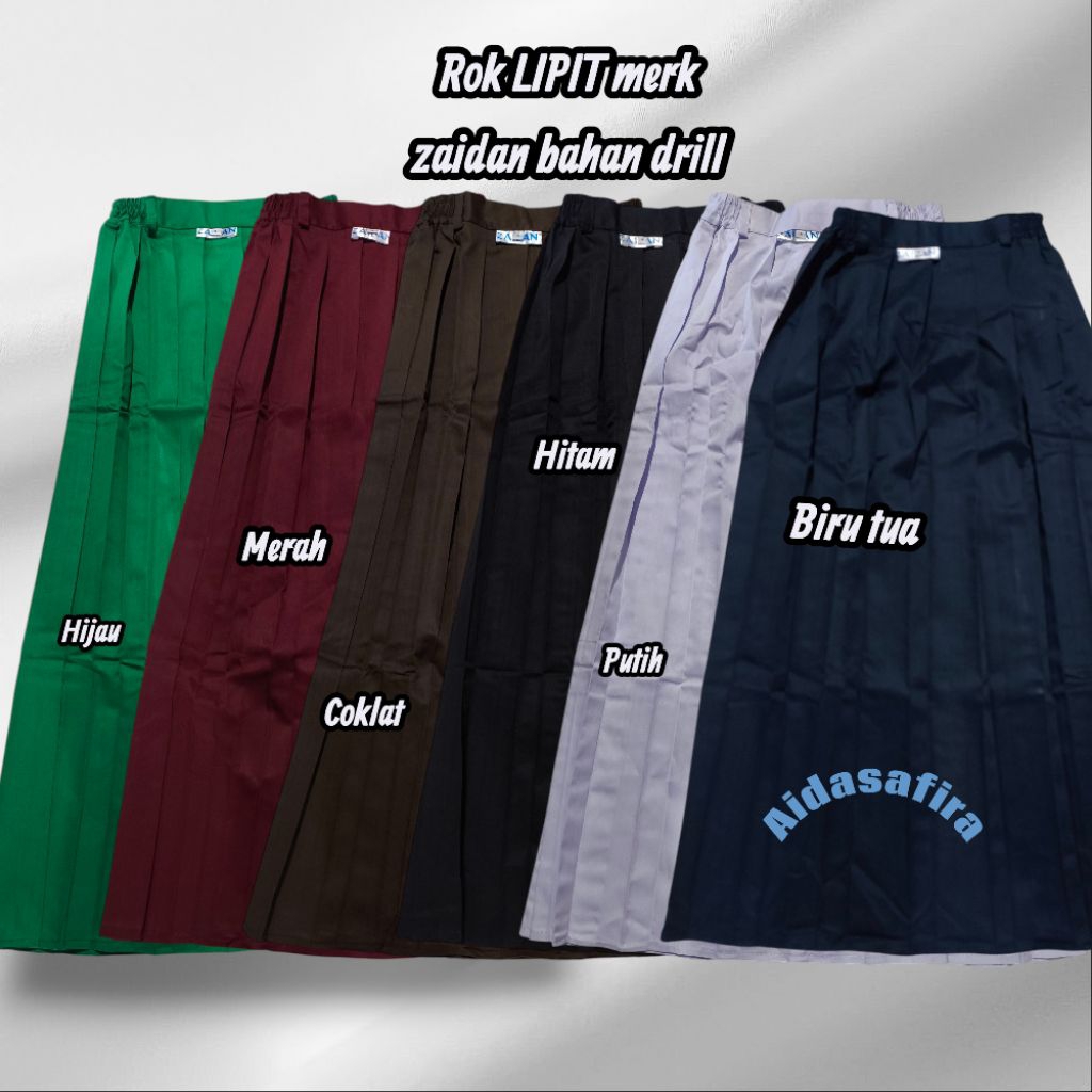 (DRILL)ROK PANJANG REMPEL/ROK SD/ROK MI/ROK PRAMUKA/ROK HITAM/ROK BIRU TUA/ROK PUTIH/ ROK PANJANG BA