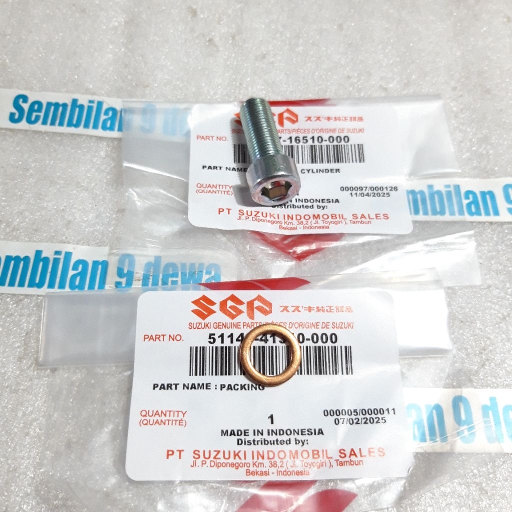 baut L + RING  sulingan as sok depan satria 2 tak hiu lumba SGP ( 1 set sesuai foto)