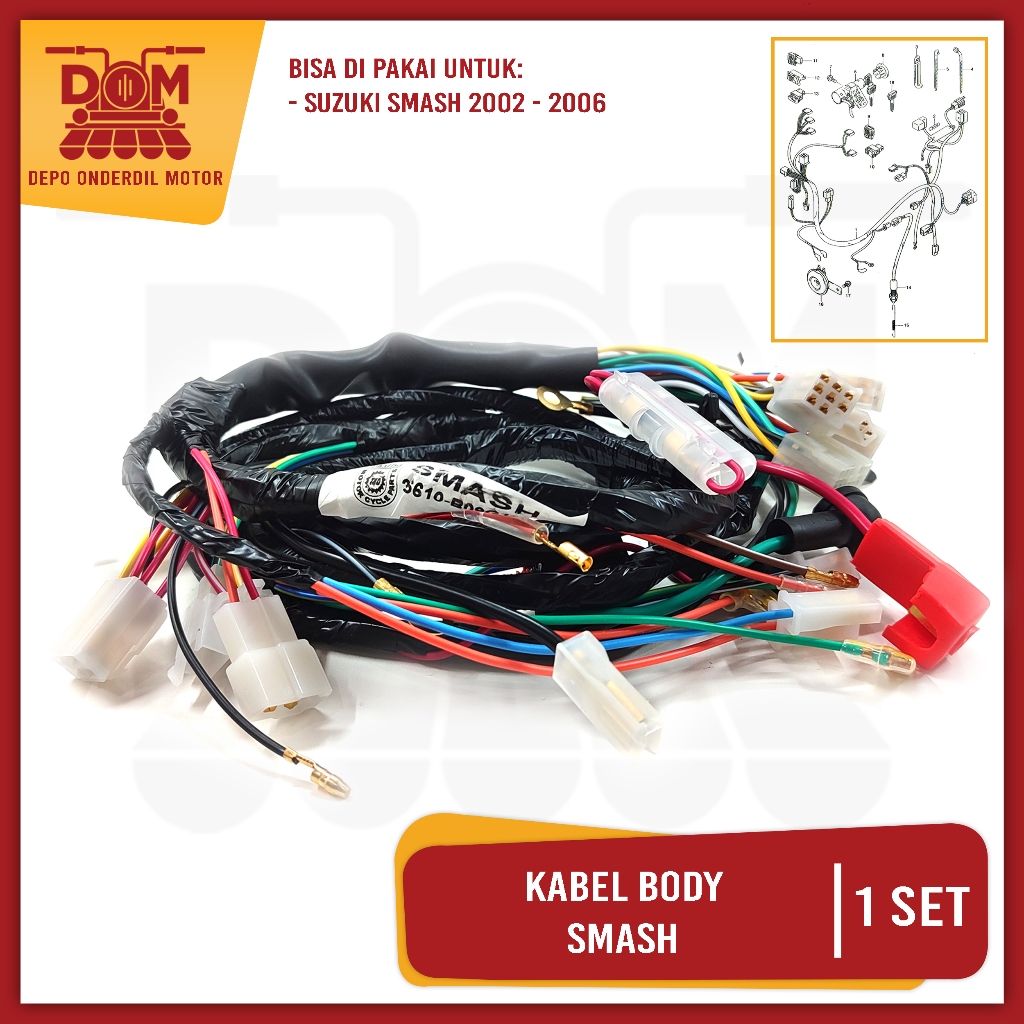 Kabel Body Smash (TOKAIDO) Harness Wire Cable Bodi Set Motor Suzuki Smash Old Lama 2002 - 2006