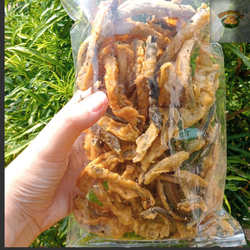 

keripik belut Renyah Gurih - camilan siap santap