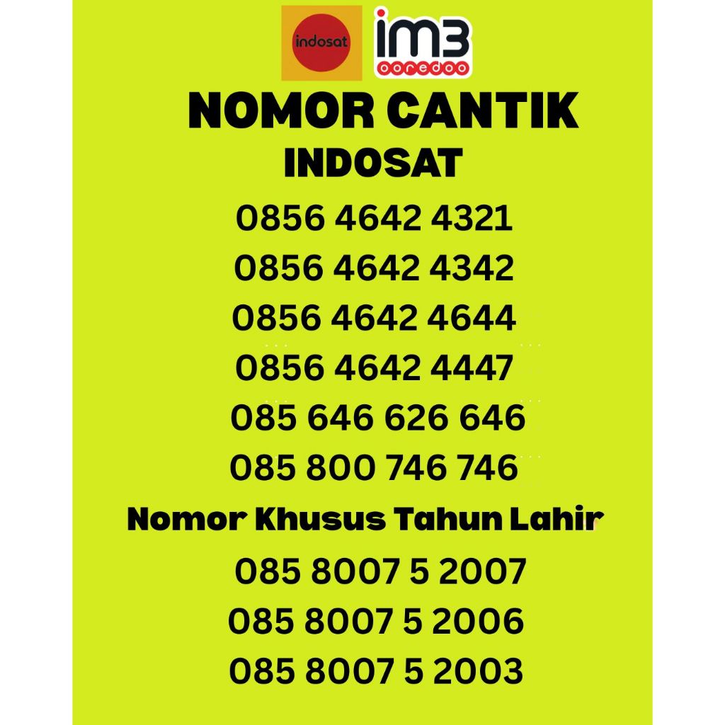 NOMOR CANTIK INDOSAT