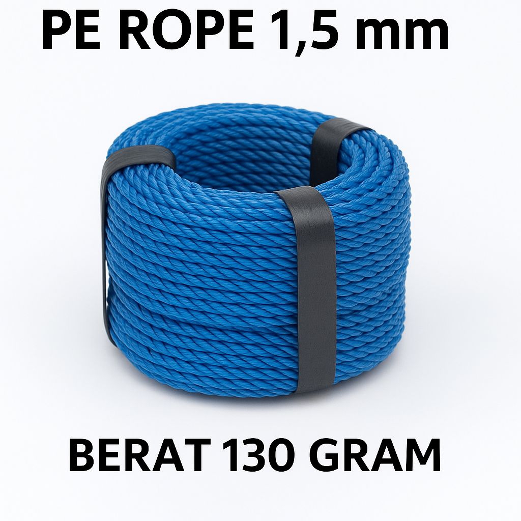 

Tali Tambang Premium PE Rope 1,5 mm Berat 130 Gram – Kuat Awet untuk Tali Layangan & Serbaguna