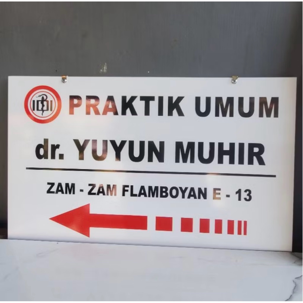Plang Nama Acrylic Praktek Bidan/Dokter macam macam ukuran (Custom Design)
