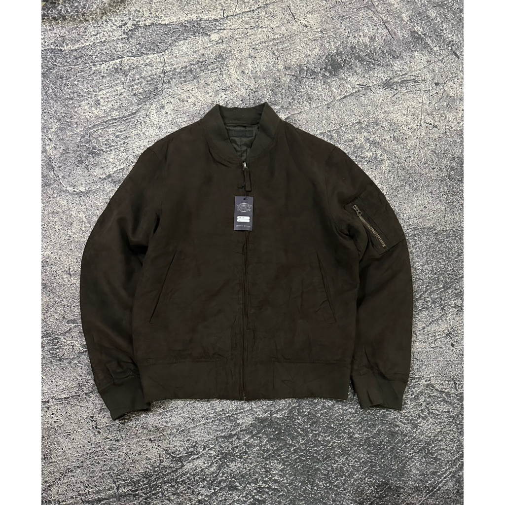 jaket bomber uniqlo blousan faux suede