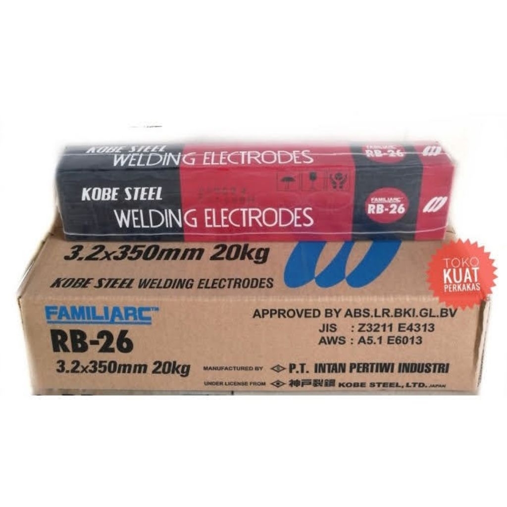 Kobe Steel RB-26 RB26 RB 26 Kawat Las Elektroda Las Kobe Steel 2.6 & 3.2 mm