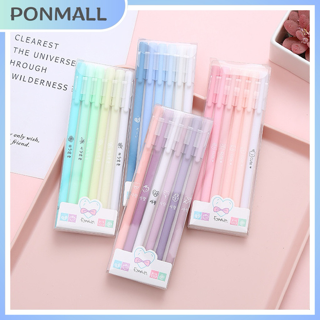 

PONMALL- Pen Aesthetic isi 6 pcs Pulpen gel morandi pulpen lucu Pen cantik Pen Estetik morandi