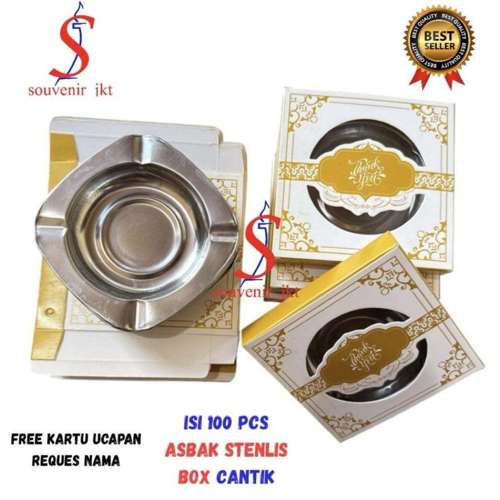 100 Pcs Souvenir Pernikahan Asbak Steinlis Kemas Box Warna