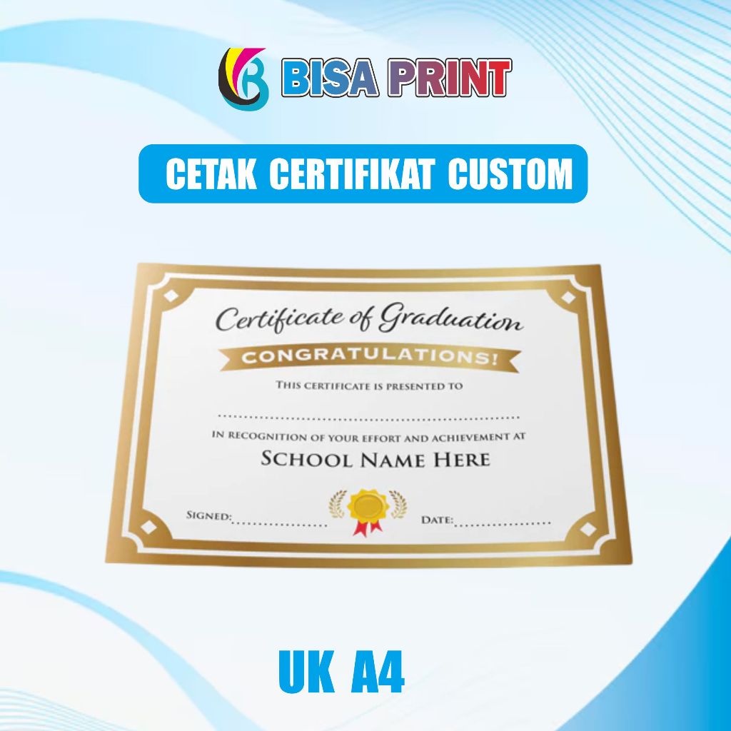 Cetak Sertifikat Penghagaan | Sertifikat Custom | Piagam Penghargaan