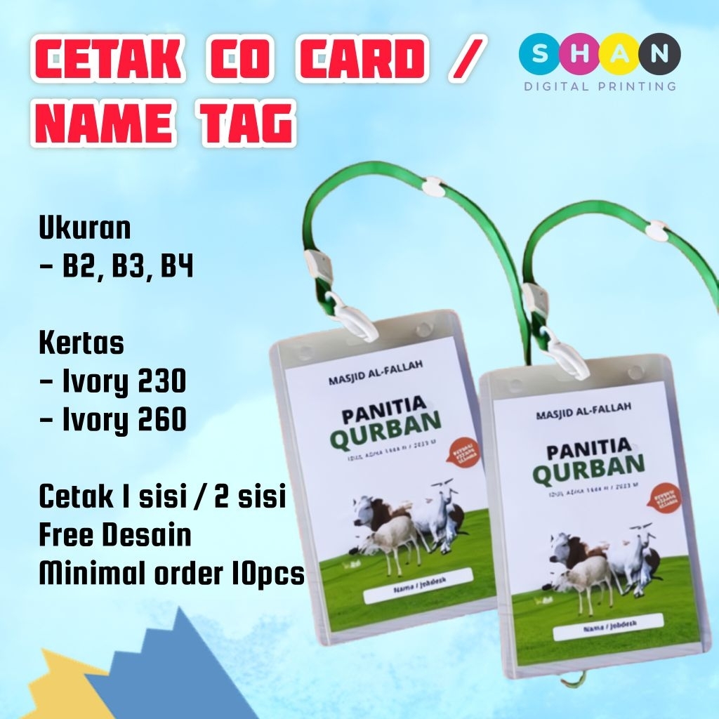 NAME TAG - CO CARD + TALI DAN PLASTIK MIKA FREE DESAIN