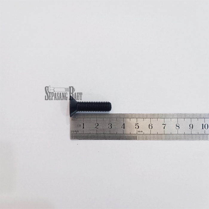 M8 x 30 Baut Countersunk L Verseng Baja Hitam 10.9 M8x30