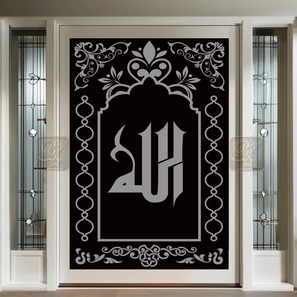 Stiker kaca pintu masjid mushola model kaligrafi ornament