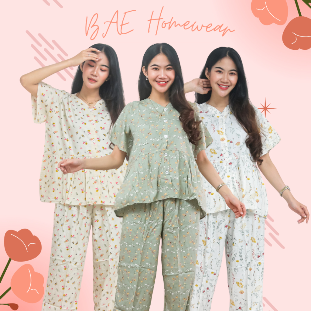 Setelan Piyama Rayon Viscose – Adem & Lembut, Busui Friendly, Motif Kekinian