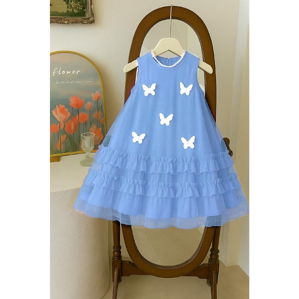 Dress Ank Sress Dre Dres Anak Tangan Pendek Usia 3-12Thn Gsun Formal Dress Amak Cewe Ke Amak Bocah U