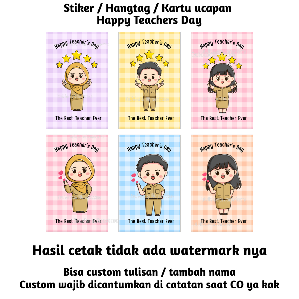 

Label Sticker / Hangtag / Kartu Ucapan Happy Teacher's Day Stiker Selamat Hari Guru Segel Kemasan Sealer hadiah gift the best teacher ever dekorasi hampers parcel buket motif terbaru