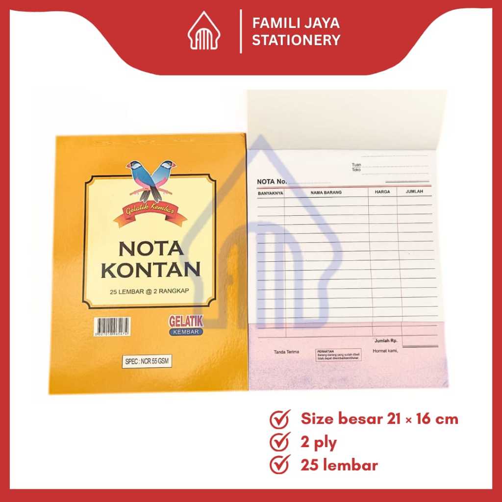 

GELATIK KEMBAR Buku Nota Kontan Besar 2PLY (Rangkap)