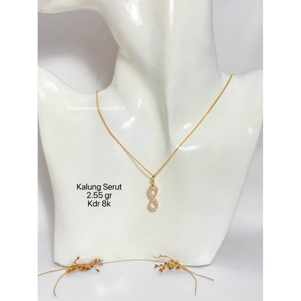 Kalung Emas Serut Model Mata Putih Gold 8K