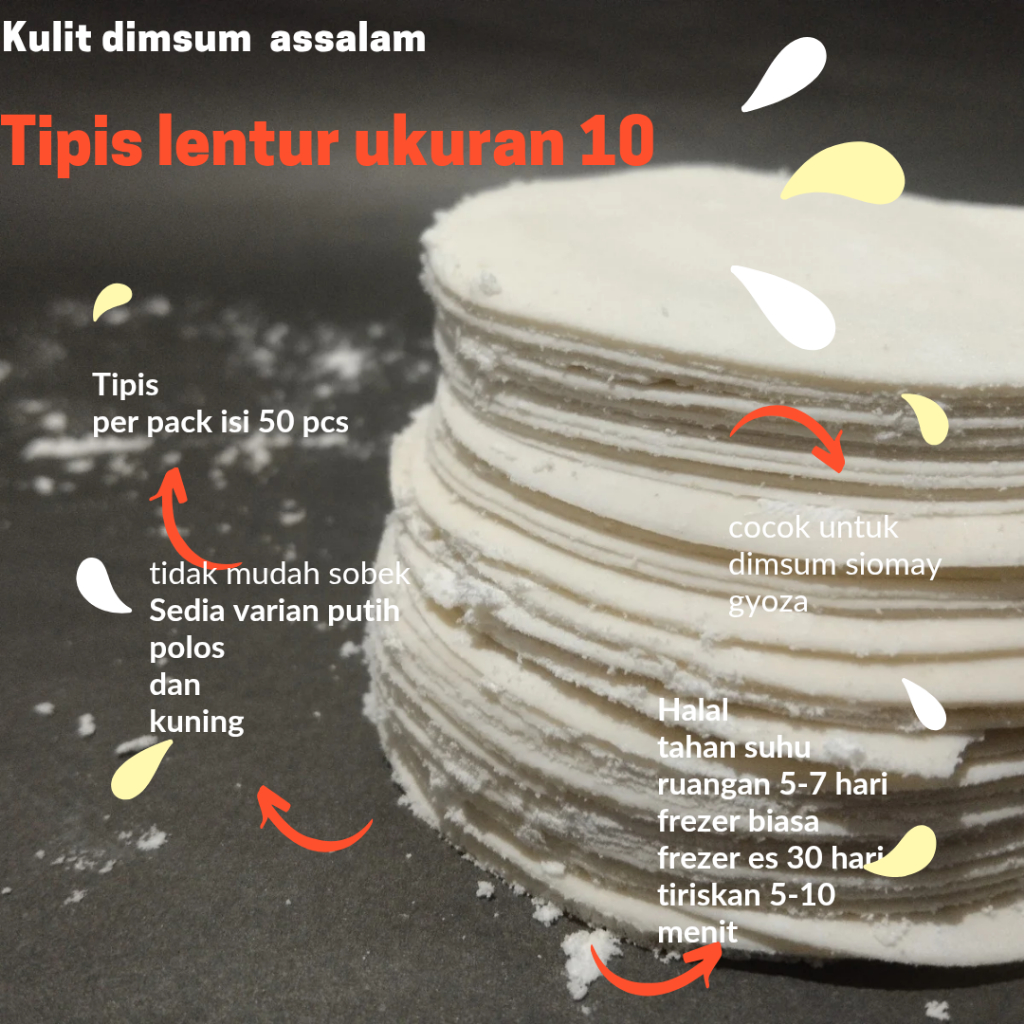 

Kulit dimsum pangsit siomat gyoza bulat polos uk.10 cm isi 200 lembar