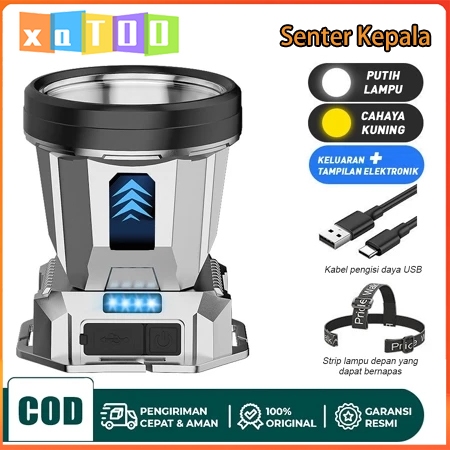 Outdoor Headlamp Waterproof LED Flashlight/300W Super Bright Outdoor USB Rechargeable Headlamp Campi