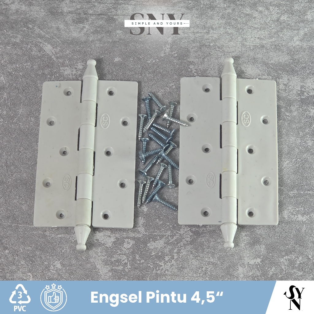 Engsel Pintu Plastik 4.5" Inch Putih PVC Pintu Kamar Mandi WC Toilet