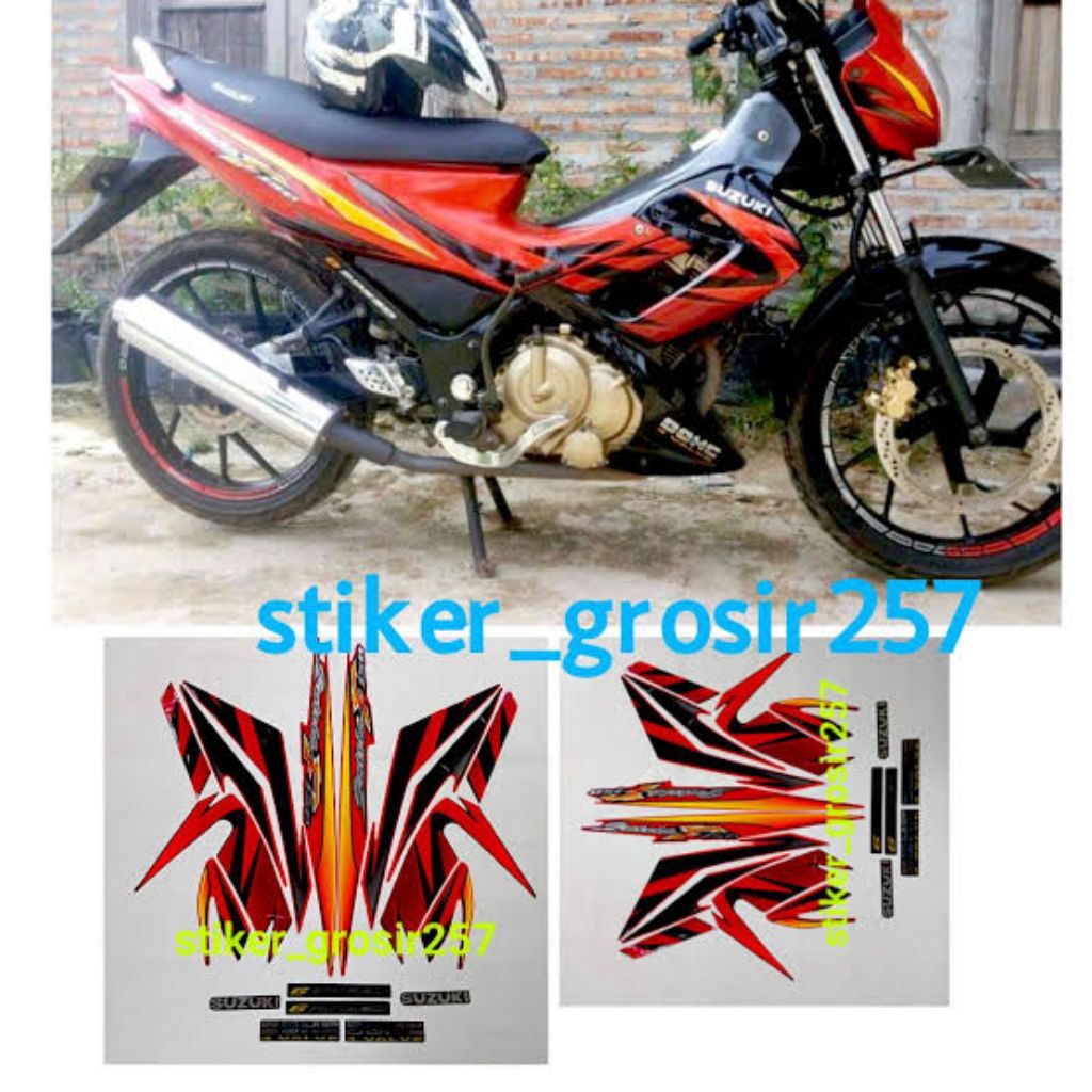 STIKER STRIPING LIS BODY SATRIA FU BARONG 2009 HITAM MERAH ...