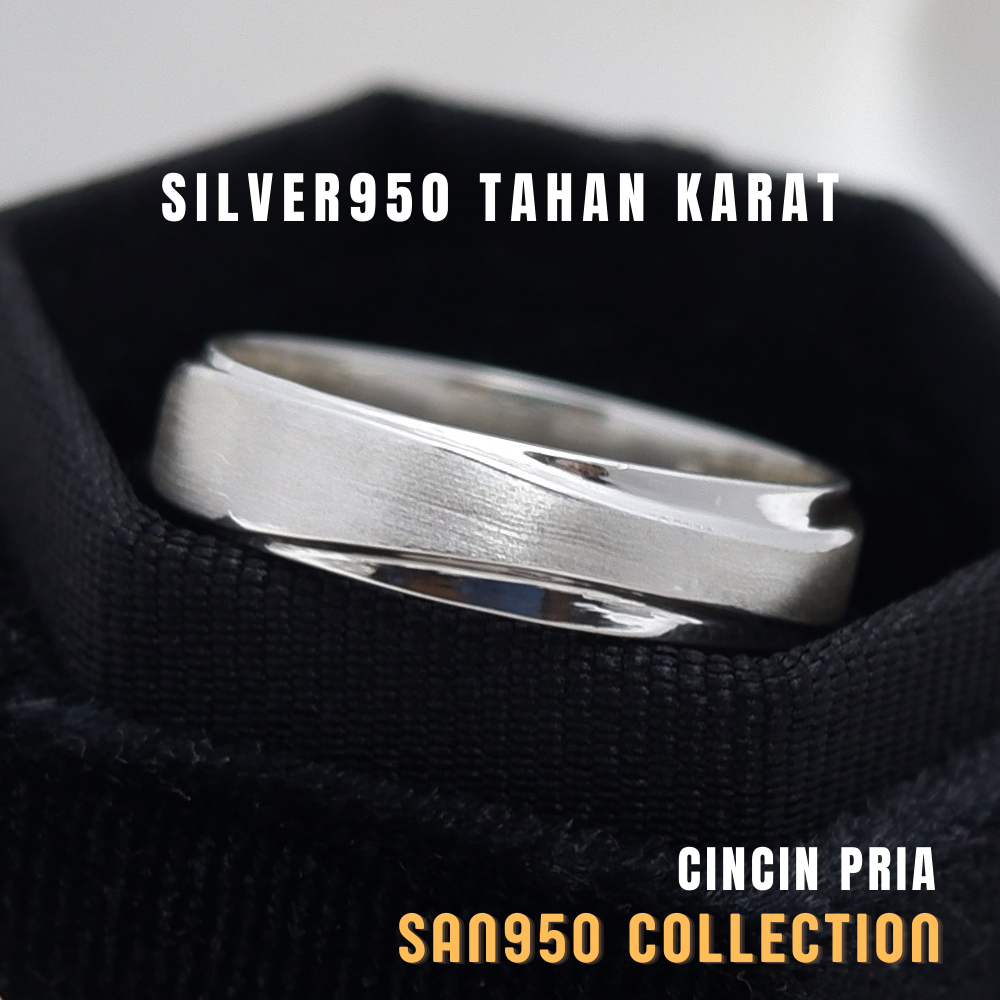 Cincin Pria Perak 950 Palladium Platinum Emas - Nikah Tunangan Kawin Lamaran Ukuran Kecil Jumbo- P13