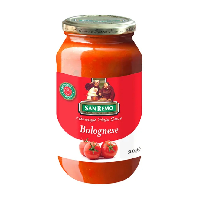 

San Remo Pasta Sauce Bolognese 500 g – Saus Pasta Rasa Daging Ala Rumahan, No Pewarna Buatan