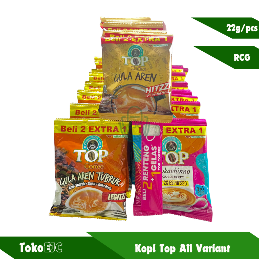 

TOP Coffee Kopi Gula Aren/gula aren tubruk/mokachino Sachets 15 x 22 Gram