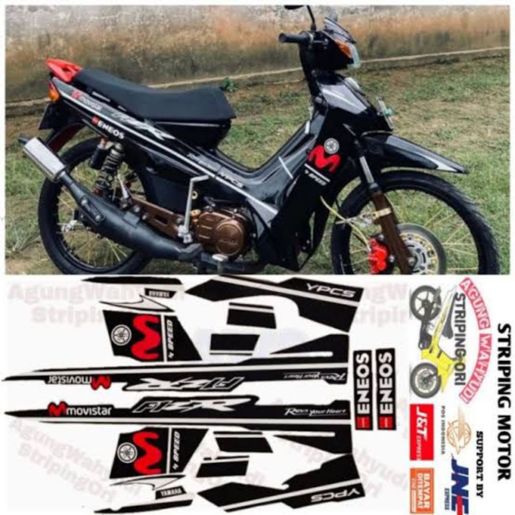 STIKER STRIPING LIS BODY MOTOR YAMAHA FIZR MOVISTAR HITAM FIZR FIZ ...