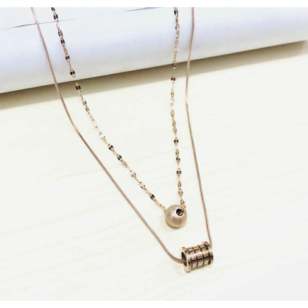 Kalung Titanium Wanita 2layer