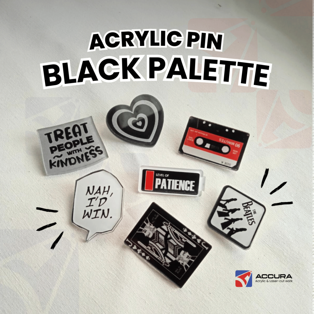 PIN AKRILIK AESTHETIC BLACK | BROS PIN AKSESORIS TAS | Pin Bros Tas Hitam Aesthetic [3Cm]