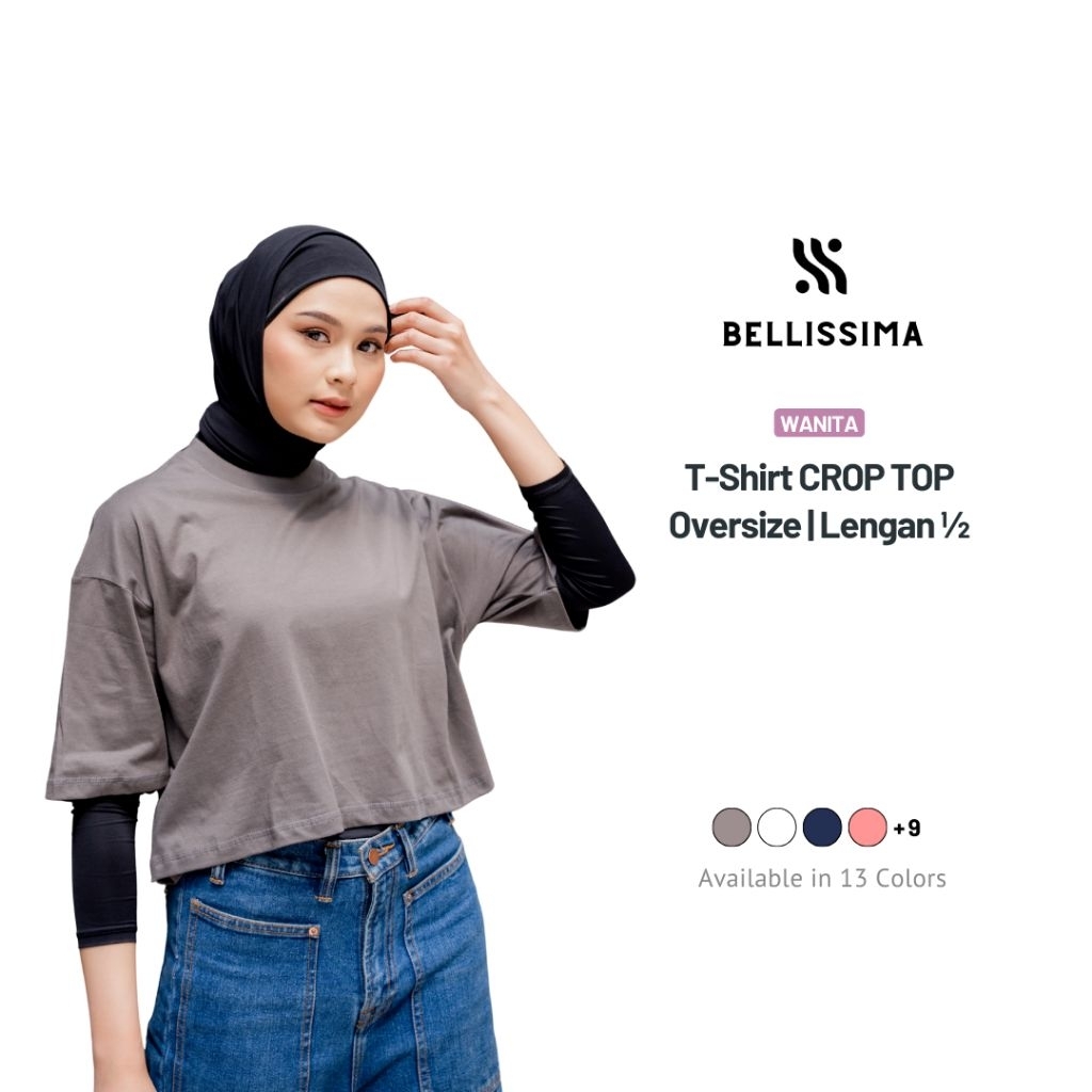 Kaos Crop Top Oversized Polos Katun Kombed 30s - Wanita