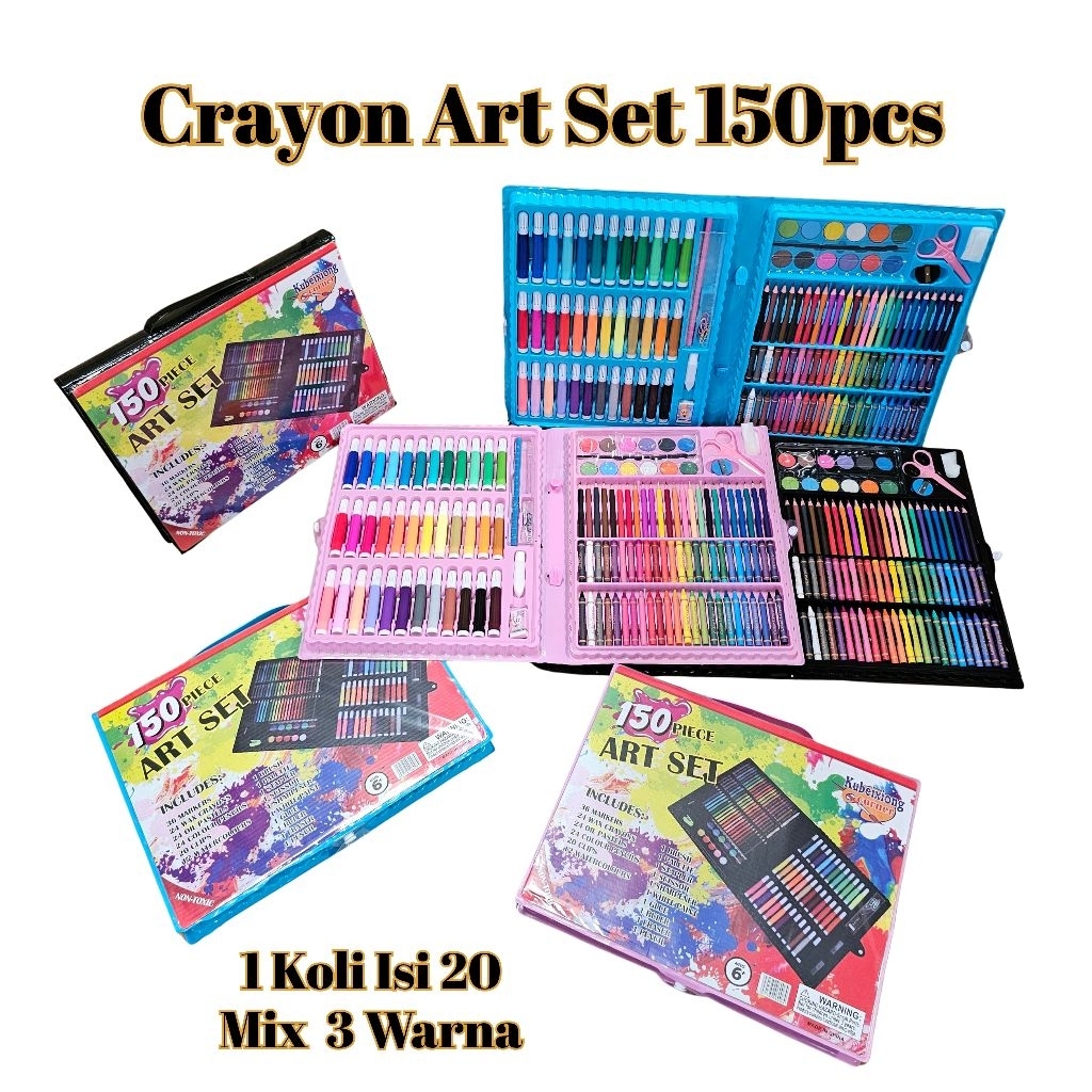 

Crayon Art Set 150 Pensil Warna Crayon Set 150 pcs/Crayon Mewarnai Anak Alat Lukis Alat Mewarnai Krayon set Koper Anak isi 150 pcs