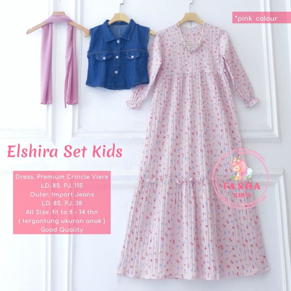 ((READY GAMIS KOREAN STYLE)) ELSHIRA  VIOLITA SHIREEN V.2  EVALIA SET TEEN KIDS BY FASHA // SETELAN 