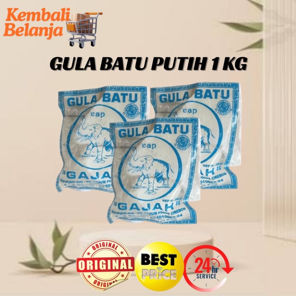 Gula Batu Putih 1 Kg/ Gula Batu Lokal / Gula Batu Khas Cirebon