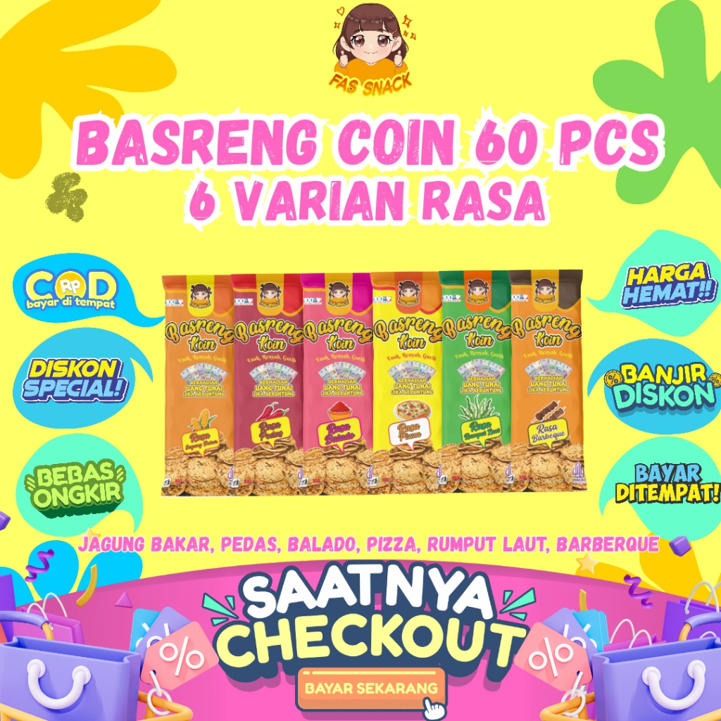 

BASRENG COIN KARAKTER ISI [ 60 PCS ] 12 VARIAN RASA PAKET USAHA VIRAL BY FASSNACK