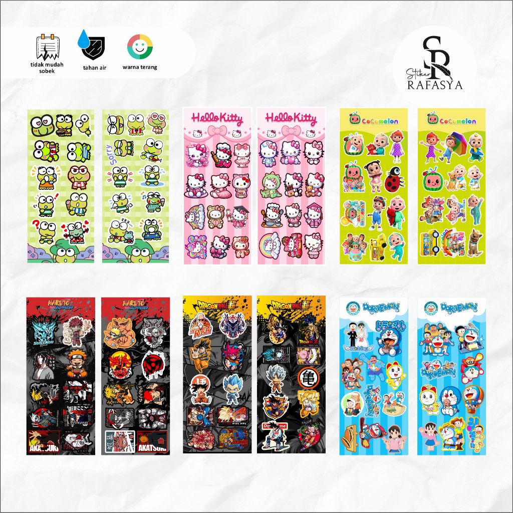 

Sticker Racing setpack anime dan kartun untuk helm, motor dan hp waterproof vinil tahan air