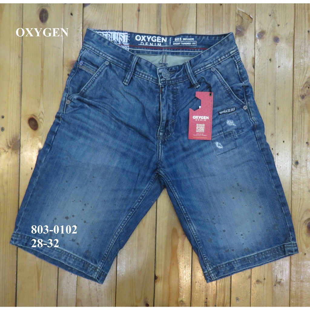 CELANA JEANS/DENIM PENDEK PRIA  BRAND ORI MEREK OXYGEN ART : 803-0102 PRICE Rp.558,900