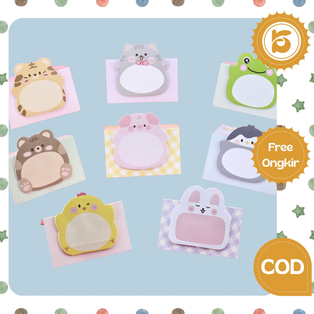 

KS Sticky Notes Motif Hewan Isi 20 Lembar / Tempelan Kertas Catatan Memo Mini Sticky Note Animal Lucu Serbaguna