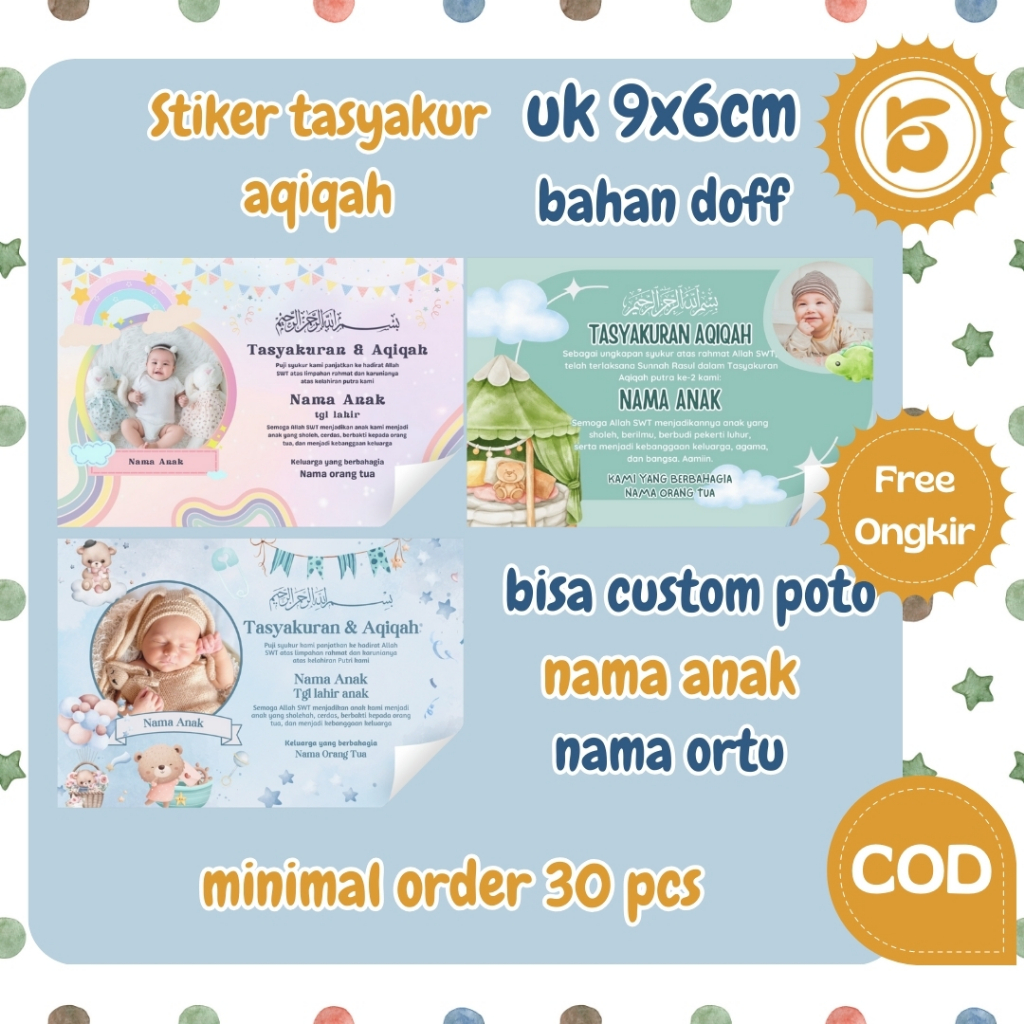 

KS Sticker Tasyakuran Aqiqah/ Sticker Aqiqah/Sticker syukuran ulang tahun/sticker syukuran/sticker ulang tahun/Sticker akikah Kartu & Stiker Tasyakuran Aqiqah Sunat Kelahiran