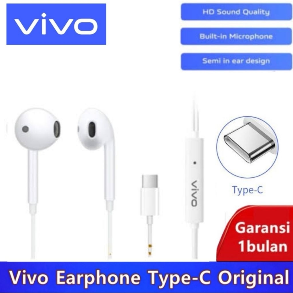 Headset Vivo X60 / X60 Pro Original 100% Type C Earphone Kabel Handsfree Ori